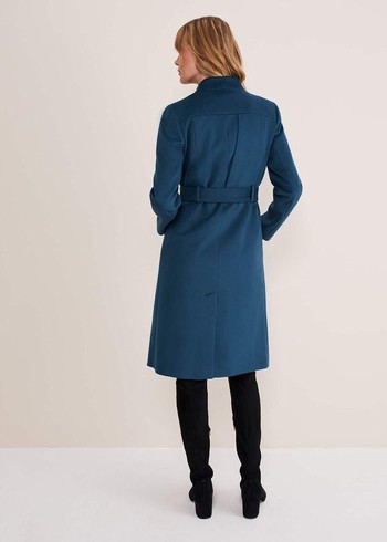 Phase Eight Susie Collarless Wrap Coats Blue USA | 4239078-UD